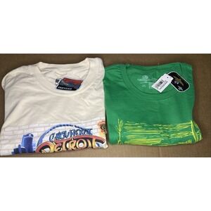 Lot of 2 Tee Shirts Racing Large Brand New w Tags Graphic Print T's Detroit Indy
